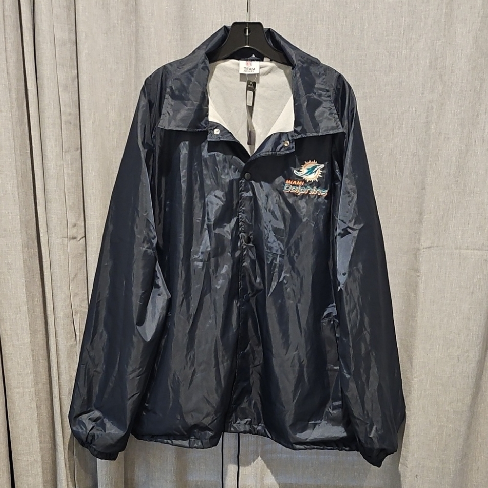 NFL Team Apparel Miami Dolphin Navy Blue Windbreaker Lightweight Athletic Jacket